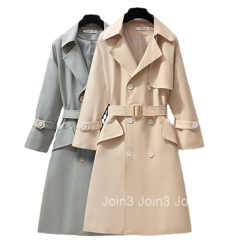 Japanese and Korean Plus Size Womens Clothing Mid-Length Trench Coat Slim Fit Personality Autumn Winter New Style Elegant Street Style Over-the-Knee
