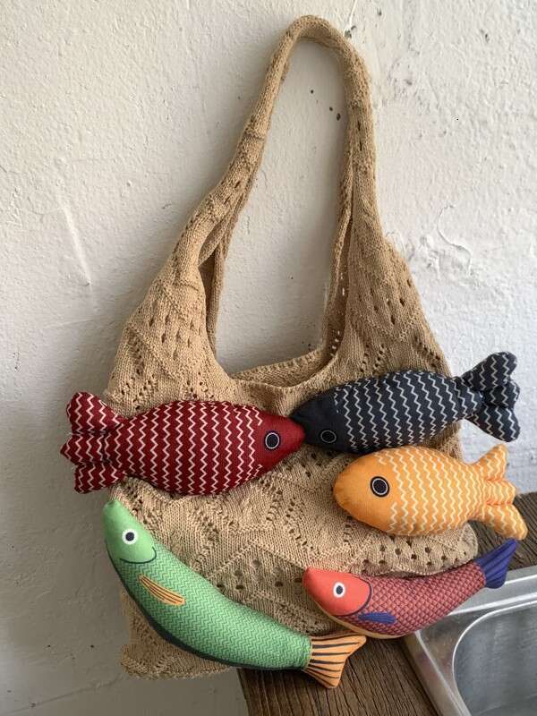 Foreign Order Niche Design for Women Knitted Yarn Woven Patchwork Vacation Casual Handbag Shoulder Tote Bag