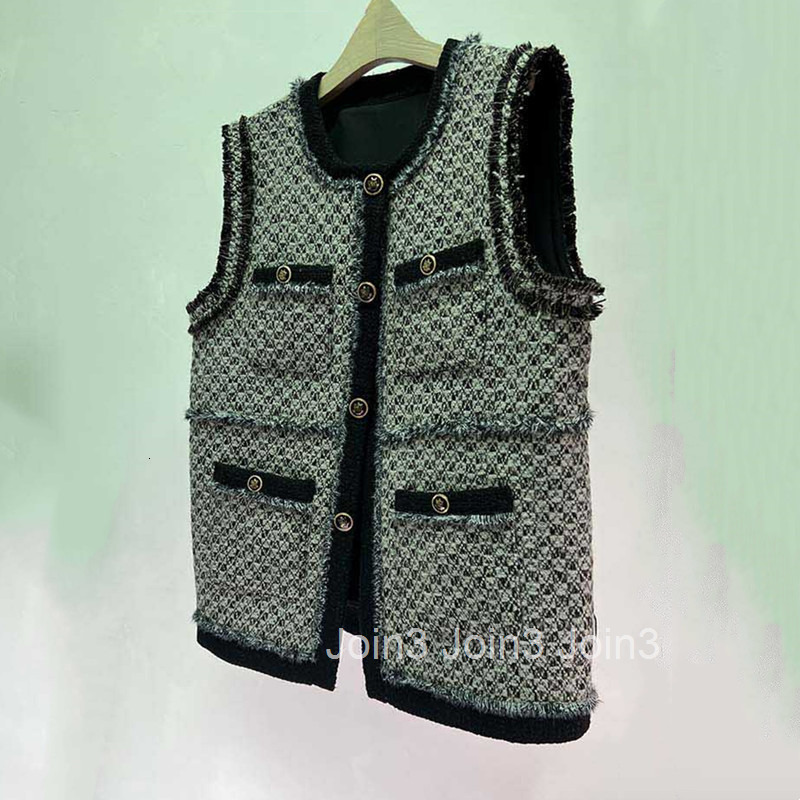 Korean Little Fragrance Vest Jacket for Women Autumn New Fashion Tassel Tweed Vest Outerwear Nanyou