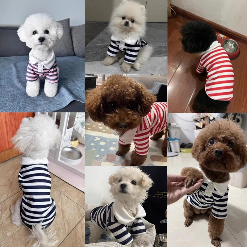 Summer Pet Shirts Fashion Simple Striped Vest Dogs Polo for Chihuahua Yorkshire Gentle Casual Cat Clothes 250729