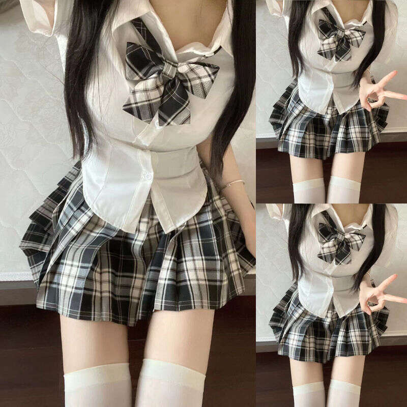 Designer T Shirt Original JK Uniform Set For Female Students, Pure Desire Style Shirt, Waist-Cinching Slimming JK Shirt, Pleated Skirt Two-Piece Set
