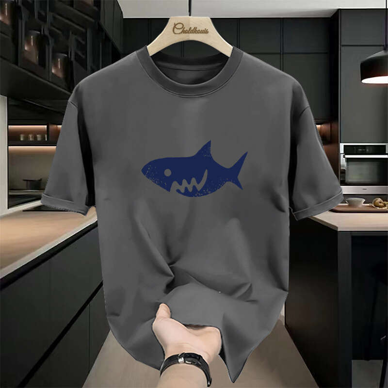 Designer T Shirt American Style Heavyweight Short Sleeve T-Shirt For Men, Summer Trendy Loose Fit, Screen Printed, Thick Breathable Pure Cotton Base S