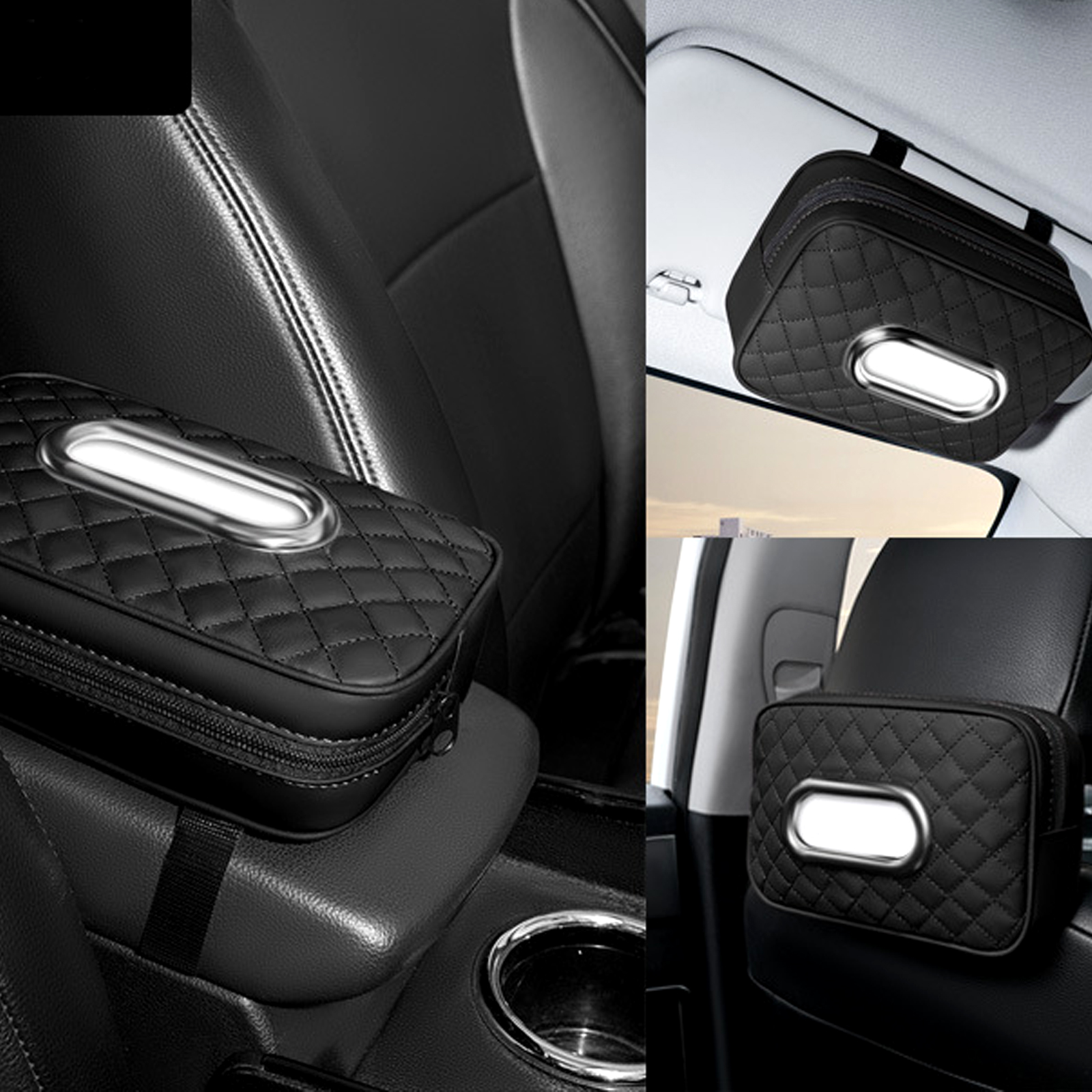 Car Tissues Holder,Tissue Box Holder for Car, Car Napkin Case, Hanging Paper Towel Clip, PU Leather Tissue Box, Paper Carton
