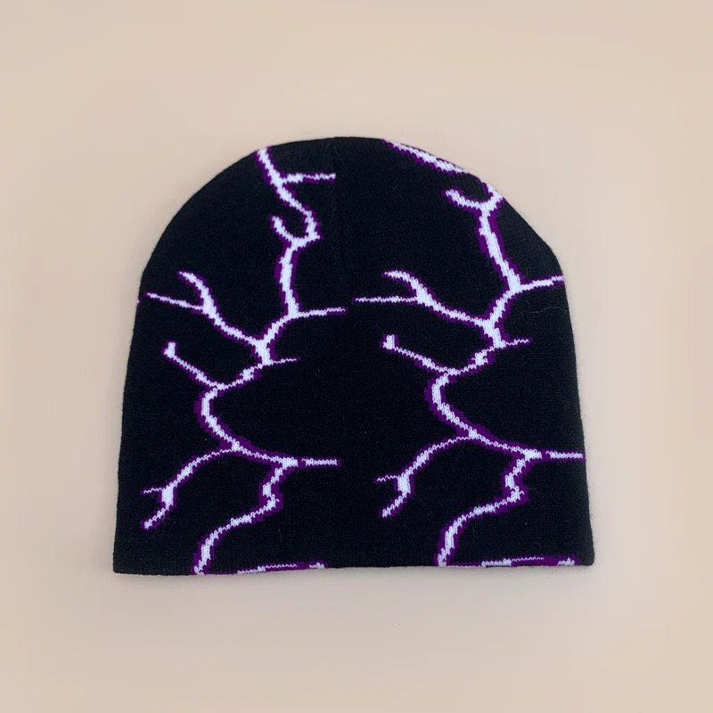 European Style Cool Lightning Knitted Hats Autumn and Winter Unisex Warm Hip Hop Versatile Personal Fashion Street Beanies 250724