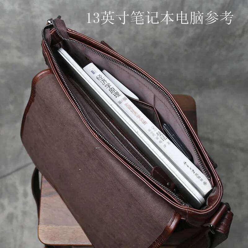 Crossbody Men's Horizontal Cowhide Business Casual Trendy Backpack Soft Leather Shoulder Bag Men