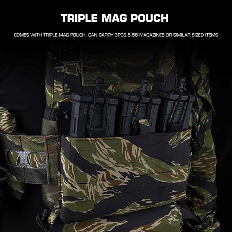 Tactical Plate Carrier Set Ferro V5 FCPC Hunting Vest Tiger Pattern Camouflage Body Armor Airsoft MOLLE Triple Magazine Pouch Z250728
