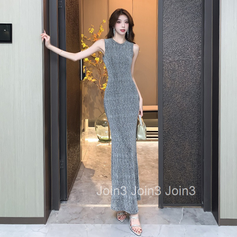 Summer New Shiny Tight Long Dress Bodycon Dress