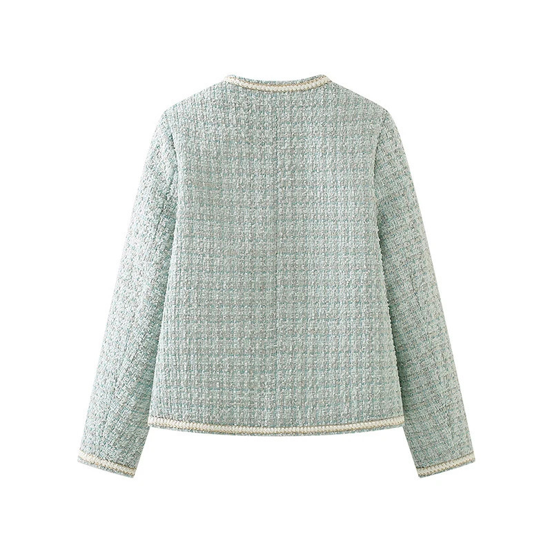 ENVISI Elegant Women Tweed Cardigan Coat With Pocket Casual Single Breasted Office Jacket Autumn Winter Loose Outwear 250729