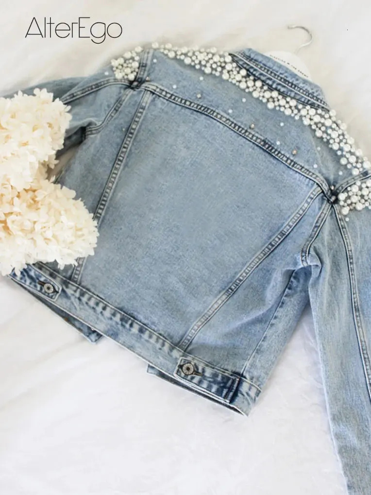y Jean Jackets Bride Pearl Denim Coat Bridal Pearls Coats Future Outerwear Wedding Womens Clothing Solid Jacket 250729