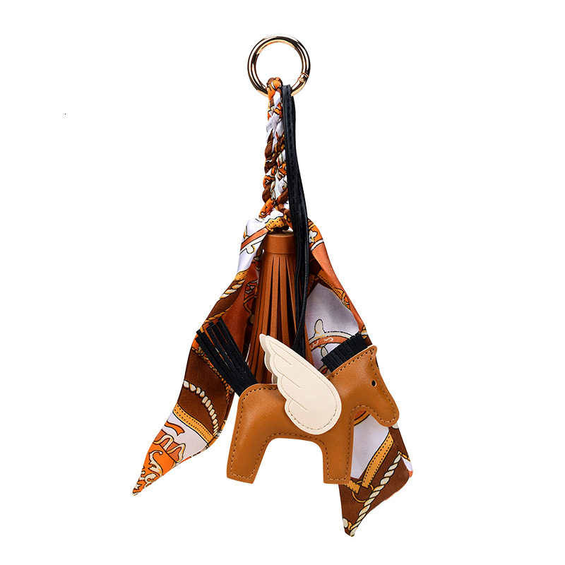 Little Pegasus Pendant High-End Scarf PU Leather Tassel Pony Bag Charm Car Keychain