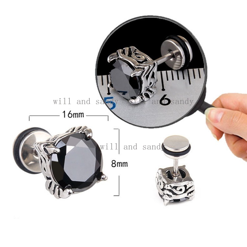 Anti Allergy Stainless Steel Cubic Zircon Stud Earrings Designer Jewelry Screw Back Floral Diamond Hypoallergenic Ear Rings for Men Women Hip Hop Fine