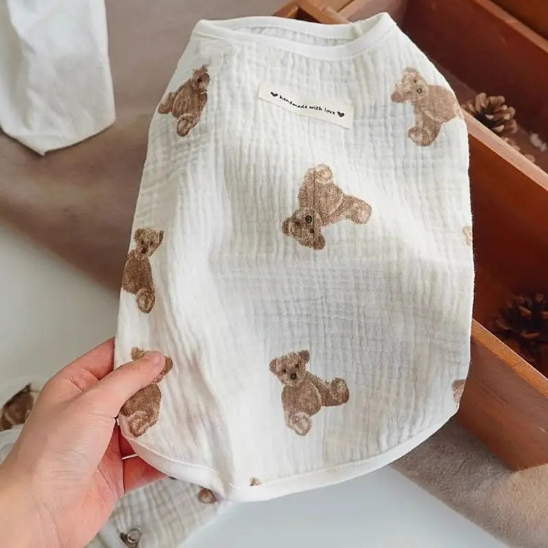 Summer Sleeveless Gauze Pet Vest Breathable Sun Protection Anti Shedding Cooling Dog Cat Shirt for Bichon Teddy Small Pets 250729