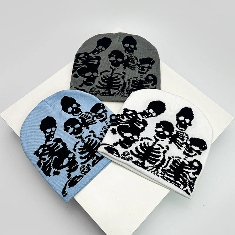 Skull Grimace Wool Bucket Knitted Hats Color Block Warm Comfortable Autumn and Winter Versatile Punk Fashion Hip Hop Street Style 250724