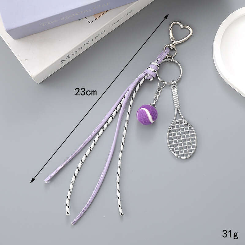 New Miu Series Bag Tennis Leather Rope Keychain Pendant DIY Phone Charm Accessories Ornaments