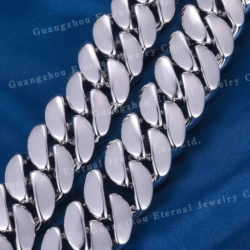 Factory Custom Fine Hip Hop Real S925 Silver Solid Gold Plated Moissanite Lab Diamond Miami Cuban Link Chain Necklace
