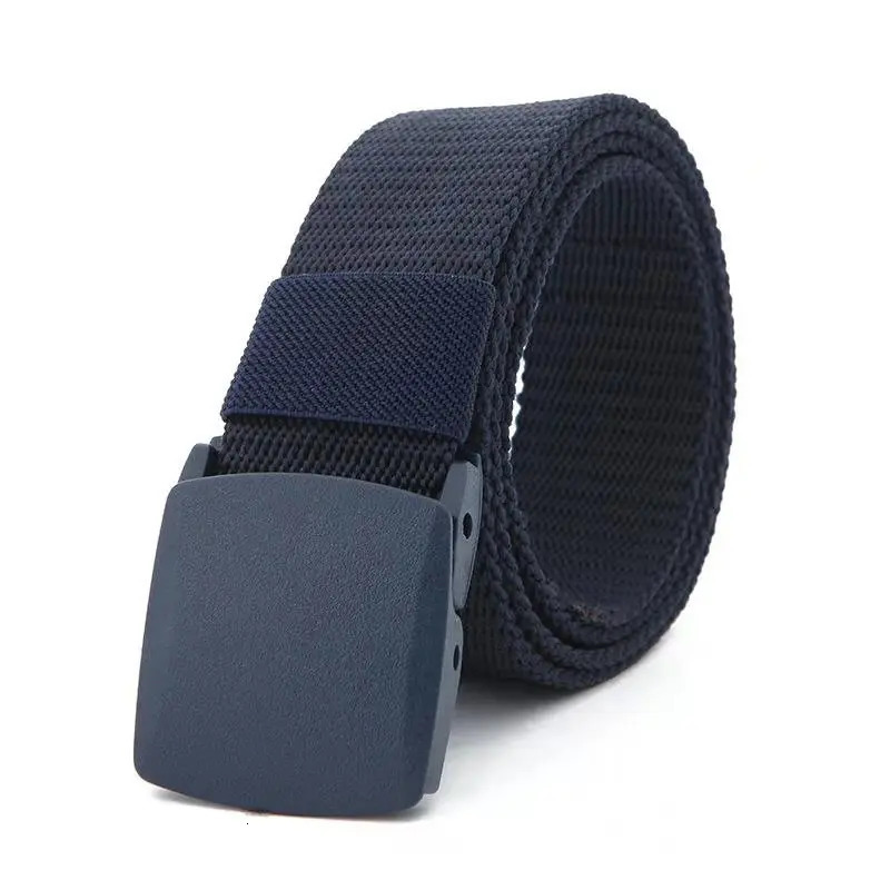 Mens Canvas Belt Plastic Buckle MetalFree Tactical Waist Outdoor Hiking Webbing Nylon Womens Neutral Belts 250716