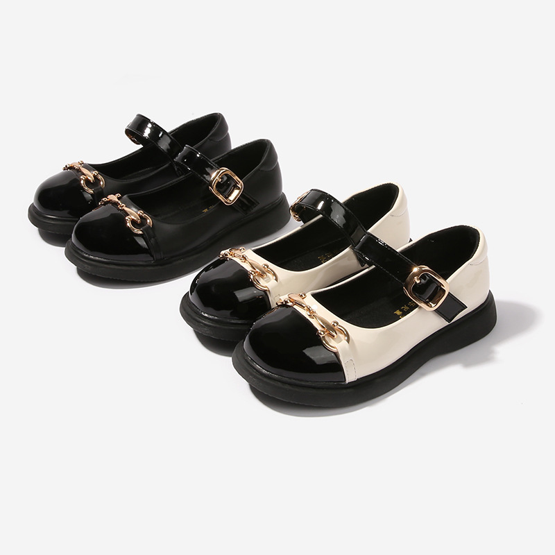 Girls' Leather Little Girls Flat Loafers Fashion Patchwork Color Single Soft Sole Children's Student British Style Shoes ddmyshoesvip