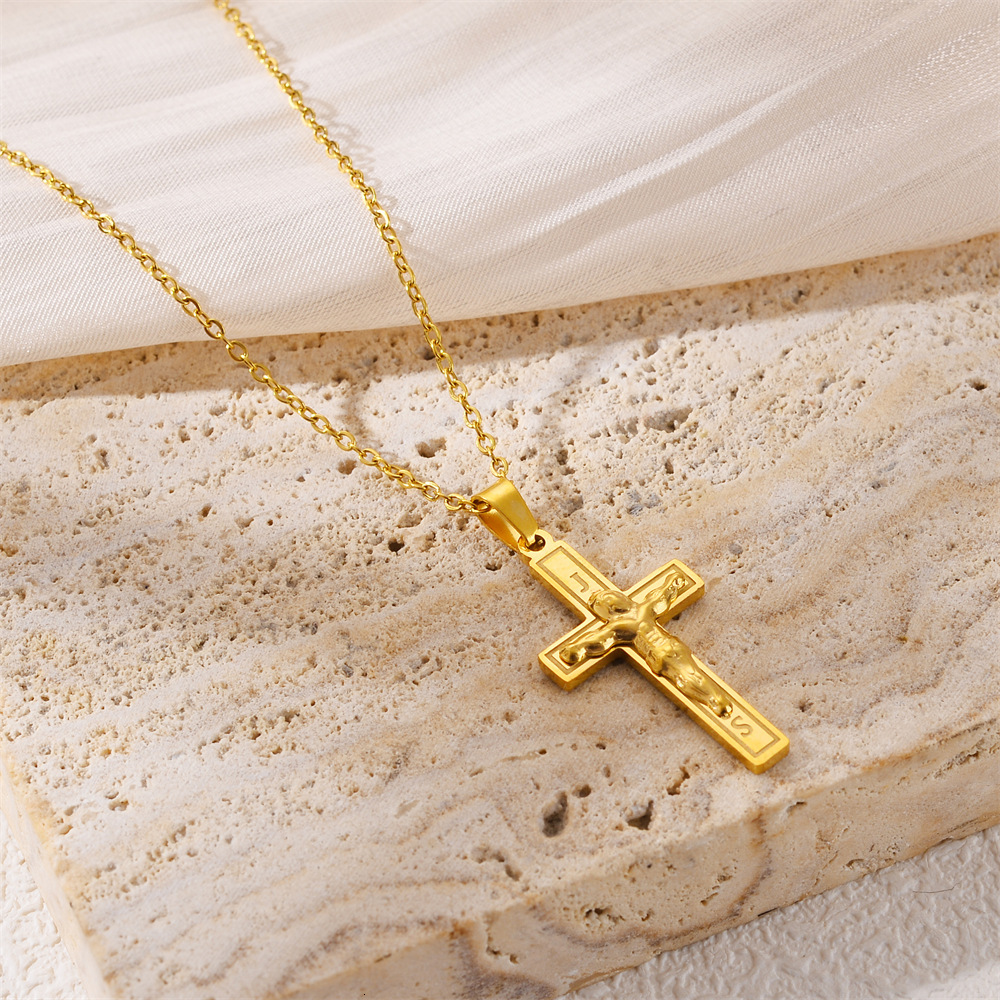 Titanium Steel Necklace for Women, Unique Cross Pendant, Niche Design Fashion Trendy Collarbone Chain Jewelry for Women