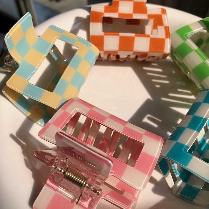 Fashion Hair Clips for Women Claw Clip Personality Colorful Plaid Square Hair Claw Girls Hair Barrettes Hair Accessories Gift Z250729