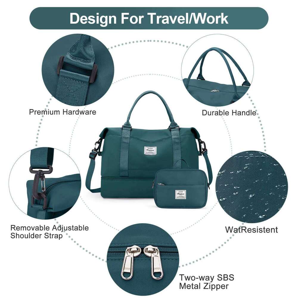 2Pc Foldable Travel Duffel Airlines Carry On Weekender Overnight Tote With Cosmetic Gym Yoga Bag For Women Men luxury bag designer bag