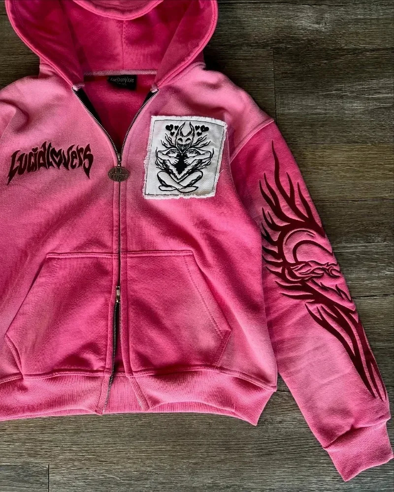 Autumn and Winter Fashion Letter y Patch Zipper Sweater Women Y2K Harajuku Retro Gothic Casual Joker Sports Sweater 250729