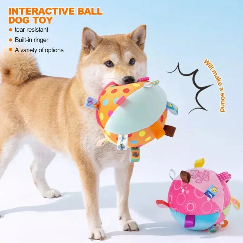 Interactive Ball Dog Toy with Built Bite Resistant Plush Handle Decompress Training for Aggressive Chewers Fun Pet Supplies 250729
