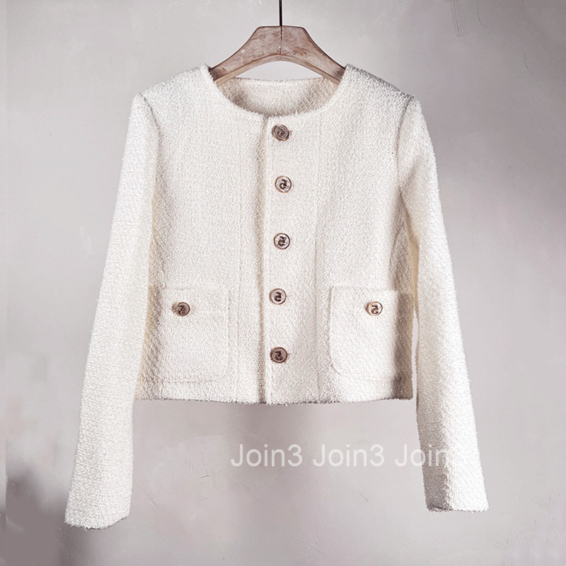 Age-Reducing Brightening Little Fragrance Coat for Women Tweed Spring and Autumn New Knitted Short Style