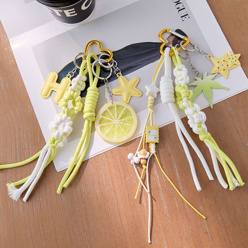 Miu Blogger Same Style Niche Personality Car Keychain Ins Couple Woven Strap Bag Pendant