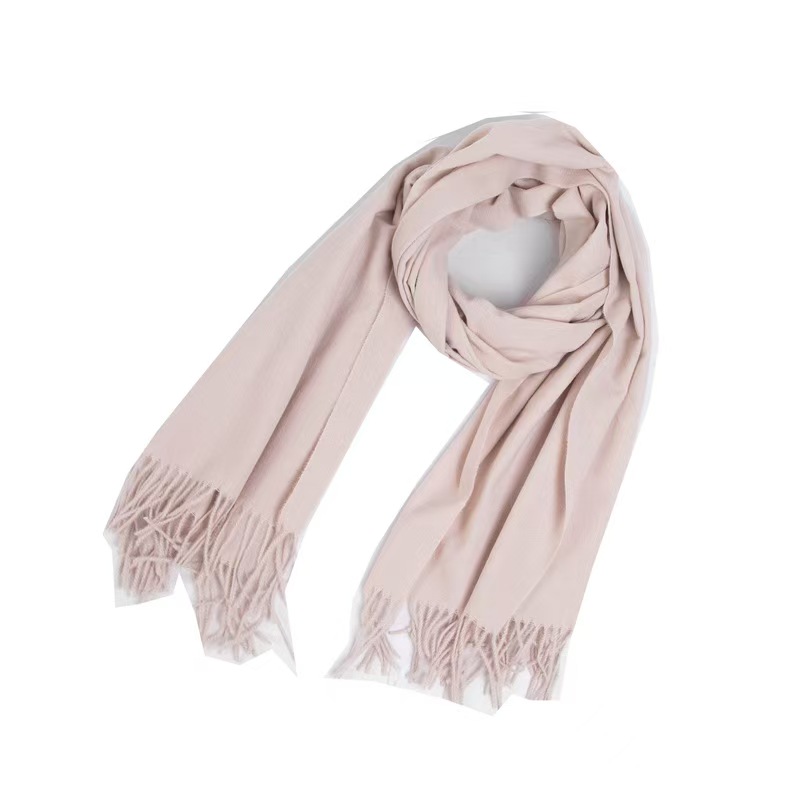 T1340 new autumn and winter scarf women's hair tassel solid color scarf shawl dual use