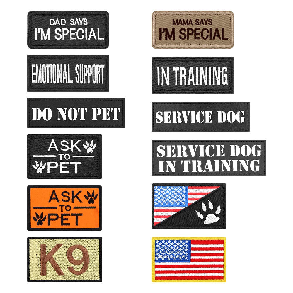 1 Piece Tactical Patch Bundle For Dog Vest Harness Collar Personalized Patches Tags Sticker Label Custom Name ID Service Dog 250729