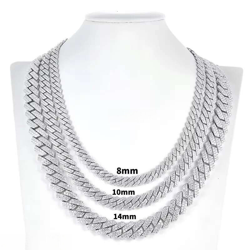 Hot sale Jewelry Necklace vvs necklace iced out hip hop jewelry solid sier k moissanite cuban chain
