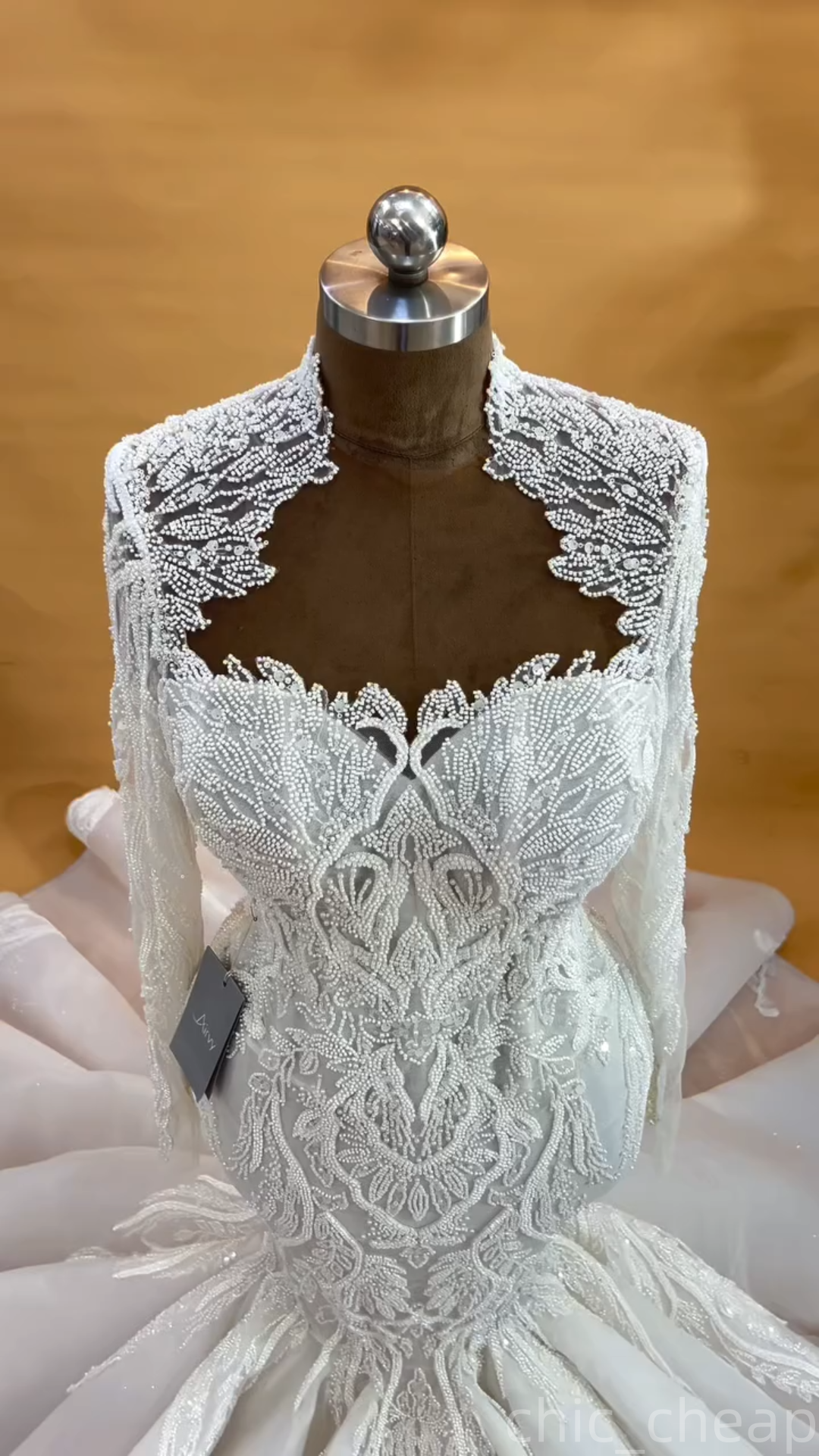 2025 Aso Ebi Plus Size Ivory Mermaid Wedding Dress Sequined Tulle Sheer Neck Full Sleeves Vintage Bridal Gowns Dresses ZJ0684