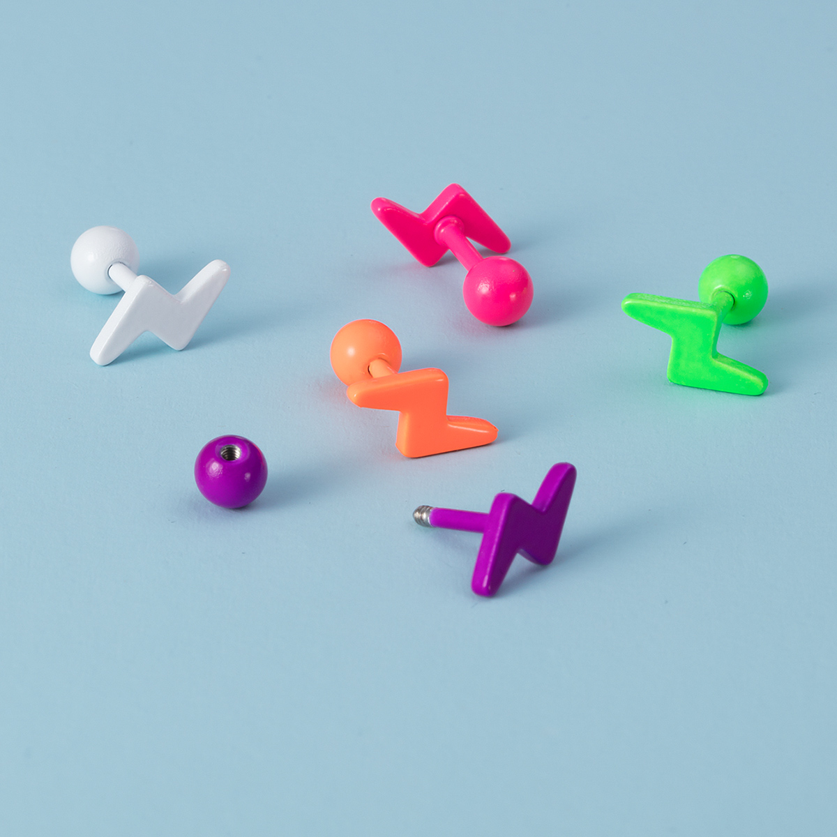 Baking paint stainless steel lightning stud earrings body piercing earrings jewelry wholesale