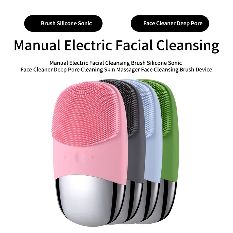 Manual Electric Facial Cleansing Brush Silicone Sonic Face Cleaner Deep Pore Cleaning Skin Massager Face Cleansing Brush Device 250726