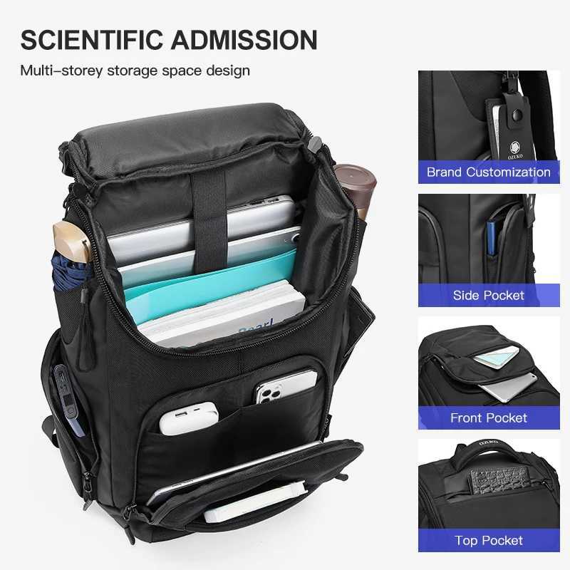OZUKO Multifunction Men Backpack Large Capacity Waterproof Backpacks 15.6 inch Laptop Backpack Outdoor Travel Business Male Bag S250728