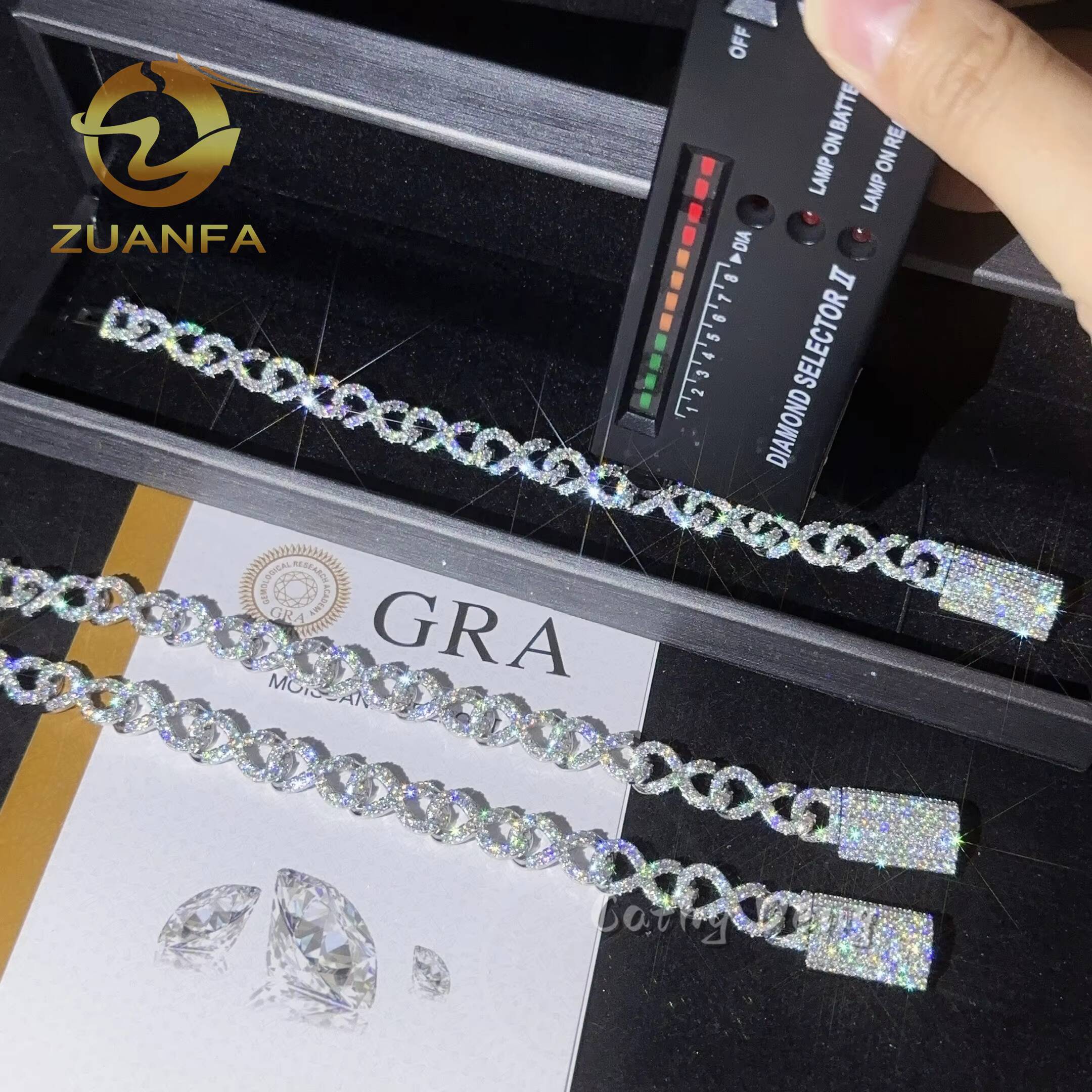 Instock Mini Infinite Cuban Link Chain Moissanite Bracelet Hip Hop Jewelry Iced Out Men Women Moissanite Bracelet 925 Silver