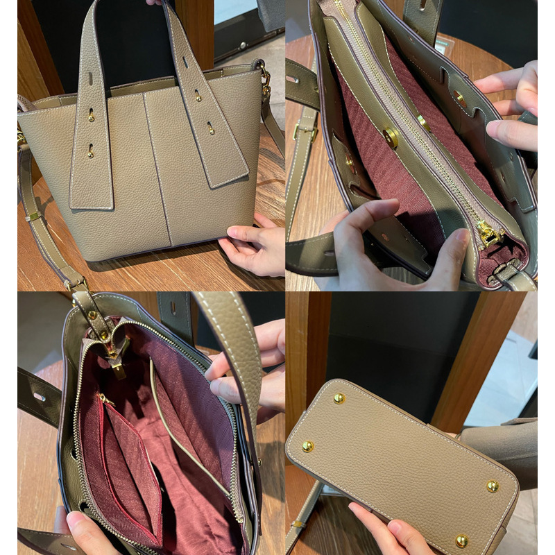 DHAL Genuine Leather Women's 2025 New Trendy Large Capacity Handbag Fashion Versatile Tote High-End Feel Single Shoulder Crossbody Bag