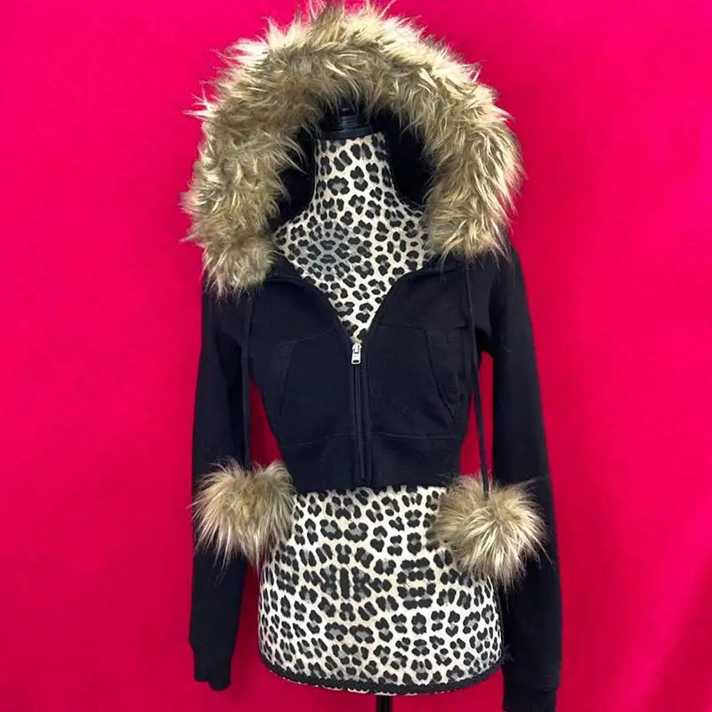 2K Women Leopard Print Hoodies Clothes Hip Hop Graphic Punk Aesthetic Gothic Fashion Vintage Zip Up Streetwear Emo Girl 250729