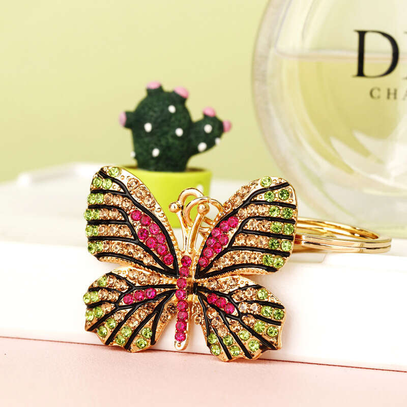 Fortune-Attracting Diamond-Studded Butterfly Car Metal Cute Women's Bag Pendant Keychain Creative Gift