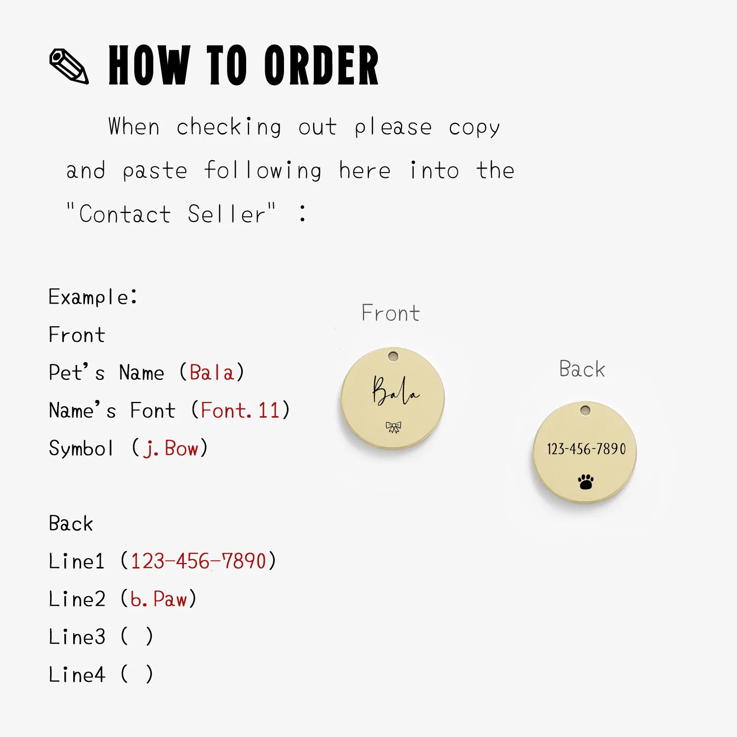 Personalized Cat Dog ID Tag MW007 Name with Cute Symbols Engraved Front and Back for Custom Pets Collar Anti-Lost Metal Charm 250729