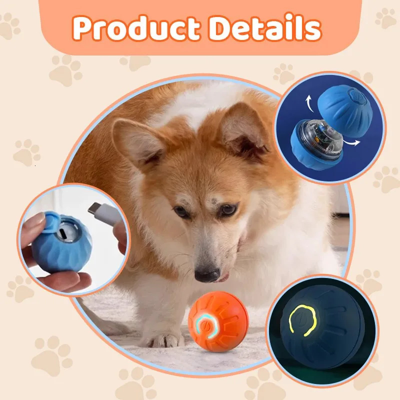 Smart Dog Toy Ball Electronic Interactive Pet Moving USB Automatic Jumping Bouncing Puppy Cat Product 250729
