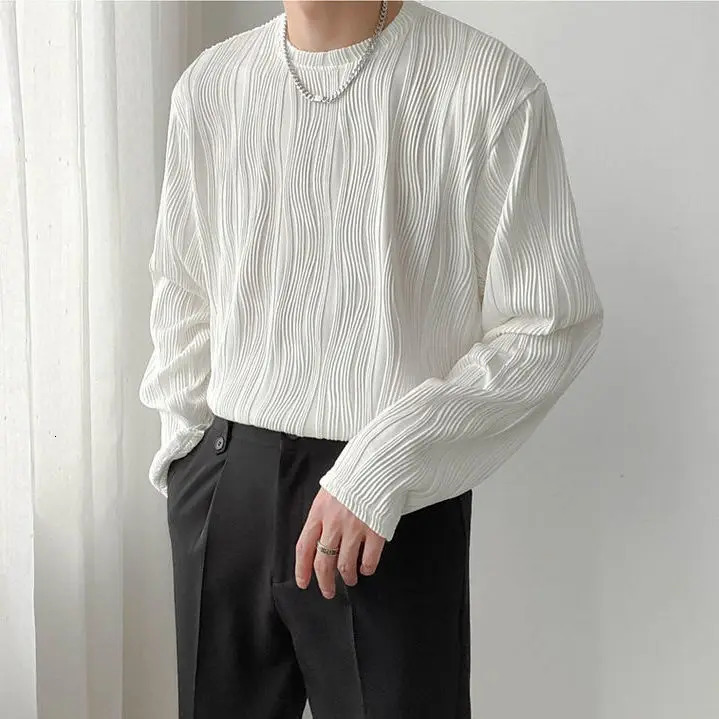 Spring Autumn Mens Long Sleeve Round Neck Loose TShirt Casual Base Layer 250729