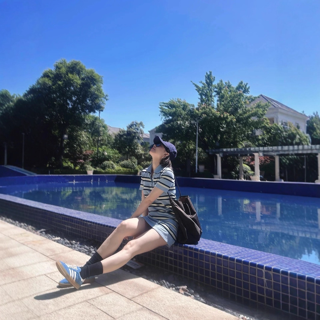 GY3145 Spring and summer new college style Polo collar contrast striped dress age-reducing versatile knitted skirt