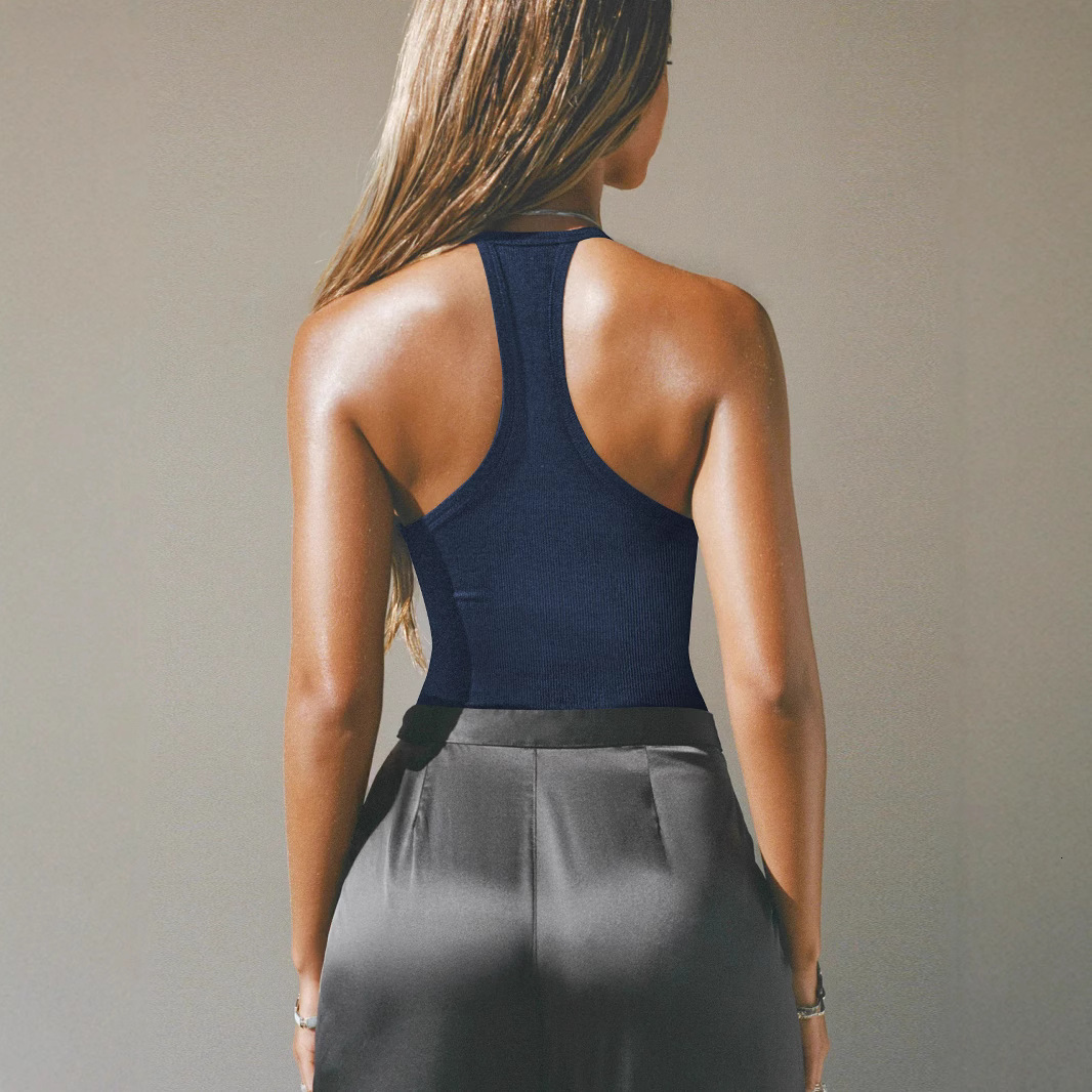 2025 Hot Girl Heart Hollow Out Halter Neck Design Sense Sleeveless Crop Top Crop Top Vest