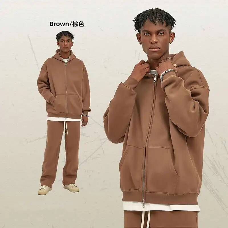 IEFB Men's Wear Male Hoodies Solid Color Winter Spring New Fashion Veet Double Head Zippers Cardigan Loose Sweatshirt 9C9351