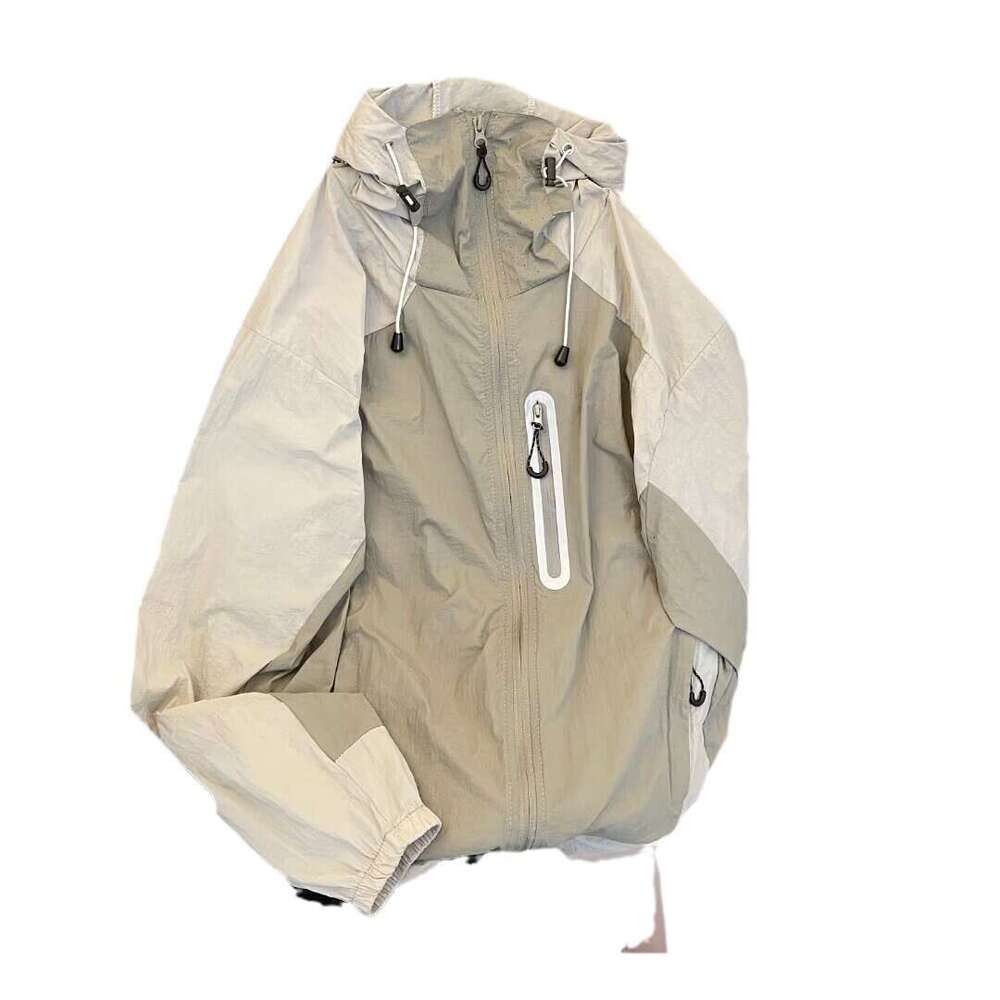 Men's Summer Thin Jacket, Mountain Style Outdoor Functional Hooded Windbreaker, Trendy Loose Fit Sun Protection Coat