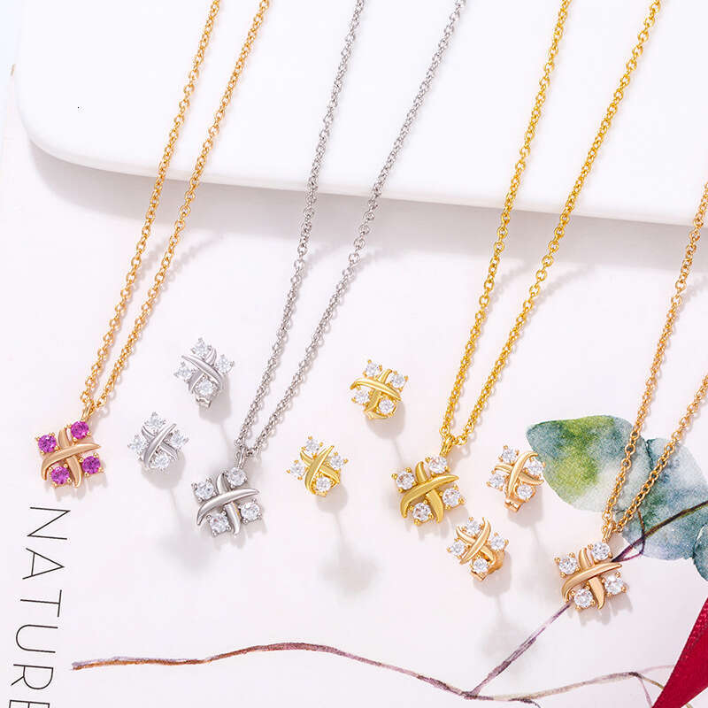 T Brand 2022 New Trendy Cross Necklace X-shaped Design Red Light Versatile Elegant Collarbone Chain for Women