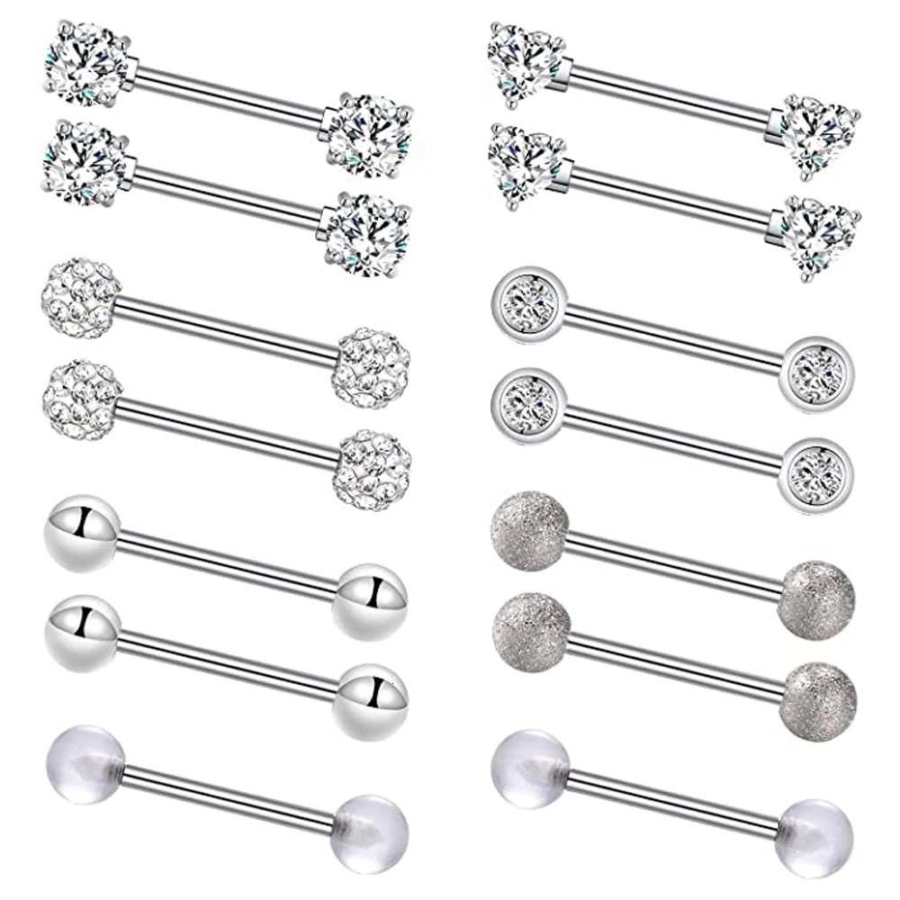 WKOUD 2PCS 316L Stainless Steel Nipple Barbell Rings Heart Nipple Shields Piercing Jewelry 250729