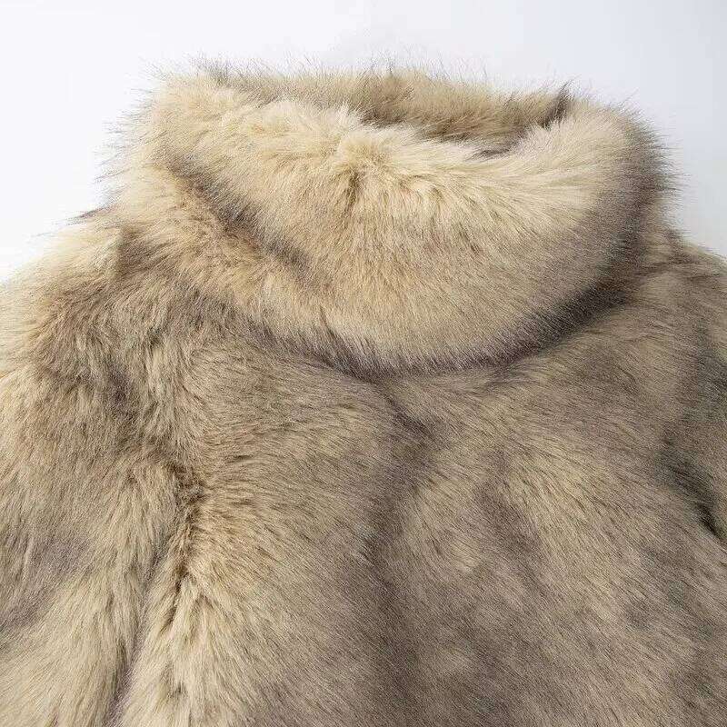 Autumn Winter New Arrival Women's Faionable Versatile Synthetic Fur Ort Coat Design Loose Fit Regular Length Outerwear