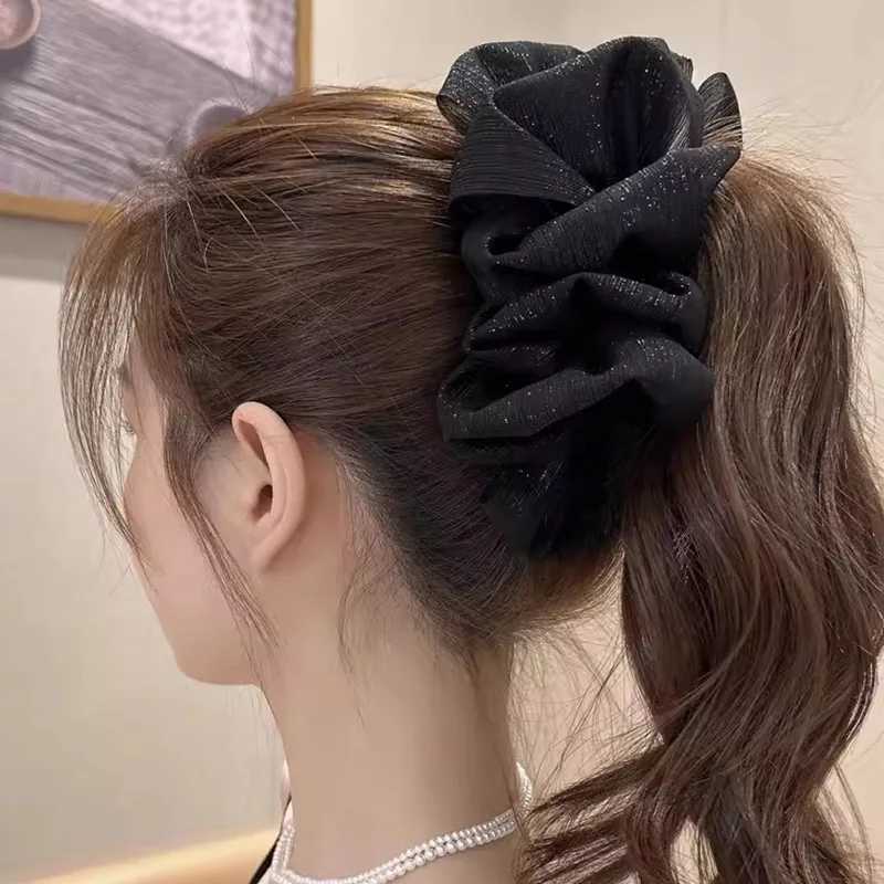 2pcs/set Black White Big Fold Bow Hair Claw For Women Girls Sweet Hair Ornament Back Headband Hair Clip Fashion Hair Accessories Z250729